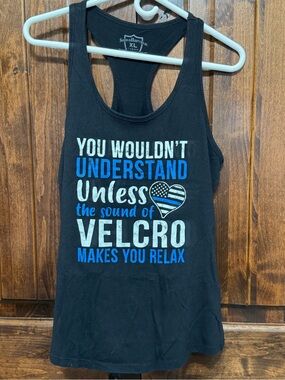 Black Shield Rwpublic Racerback Tank Top - Thin Blue Line